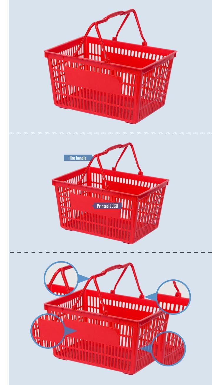 New Large Flat Bottom Portable Plastic Basket for Supermarket Shopping