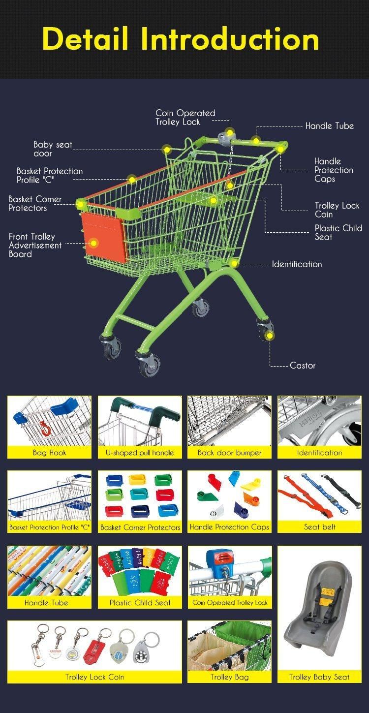 Euro Heavy-Duty Metal Supermarket Trolley Cart