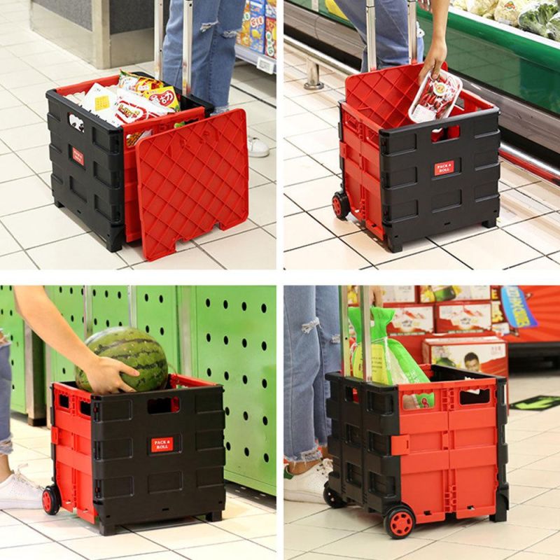 Small Rolling Packaging Portable Foldaway Shopping Trolley for Supermarket