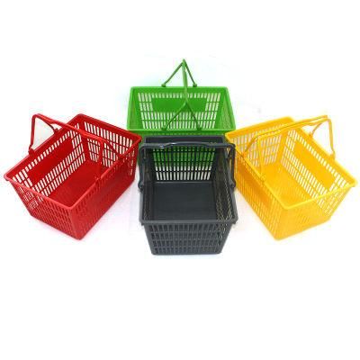 New Large Flat Bottom Portable Plastic Basket for Supermarket Shopping