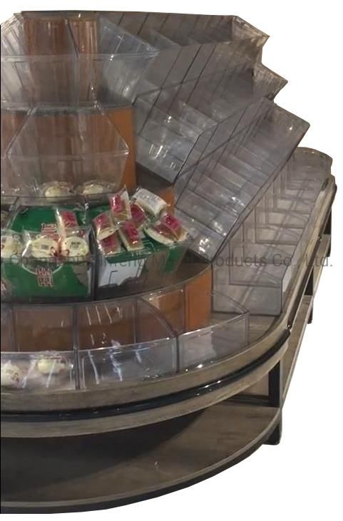 Supermarket Shelf Wooden Candy Display Stand with Acrylic Boxes