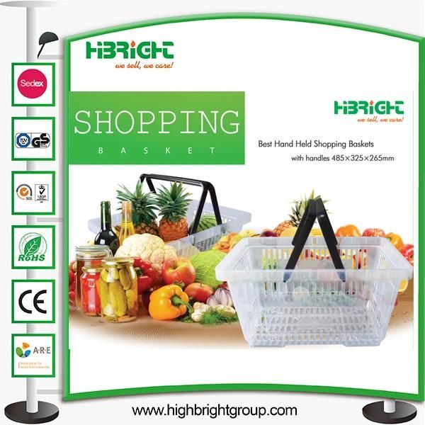 Single Handle Plastic Shopping Basket for Supermarket