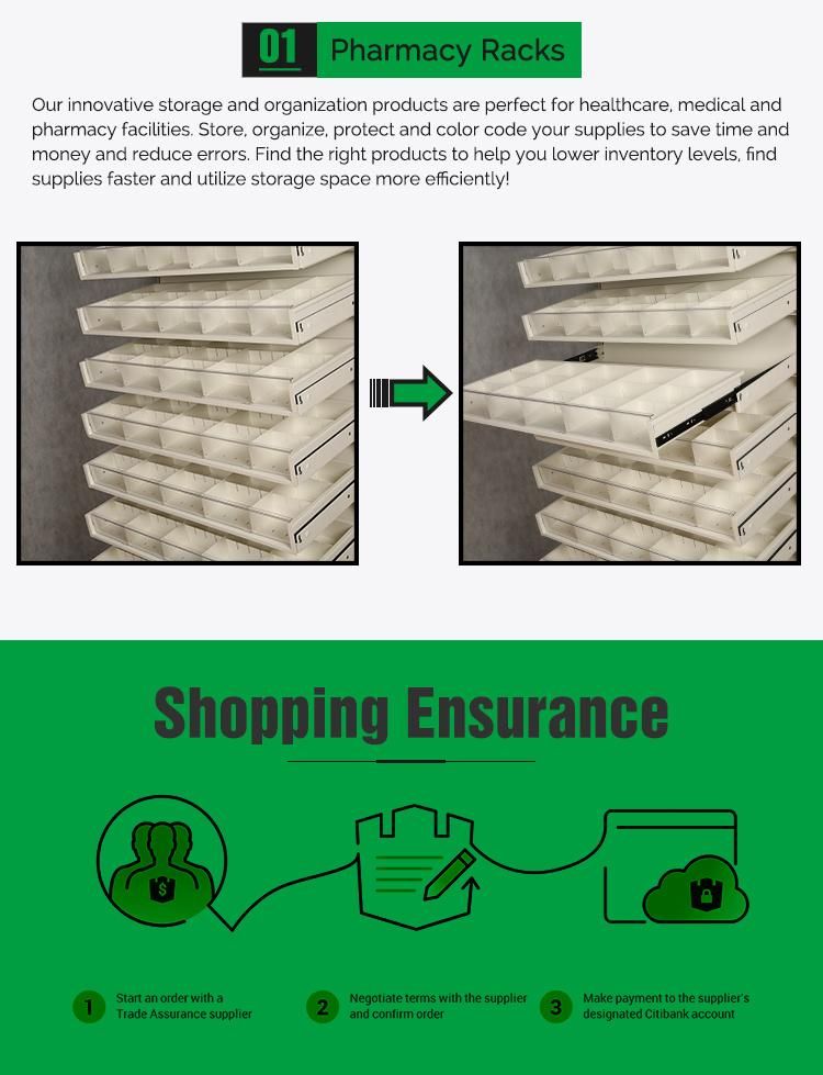 Strong Pharmacy Store Medicine Retail Rack with Telescopic Drawer Shelf