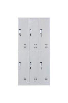 6 Compartments 2 Tier Hanging Garments Wardrobe Locker