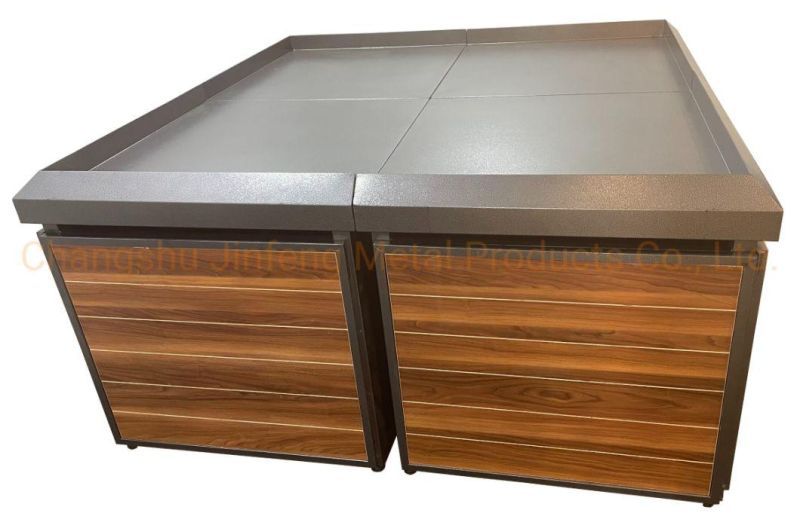 Supermarket Metal Display Stand with Wood for Fruit and Vegetable