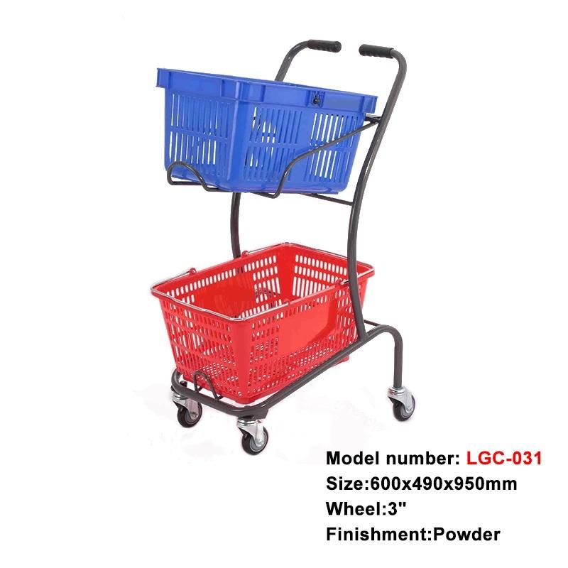 Japanese Style Supermarket Metal Shopping Cart Trolley with Wheels