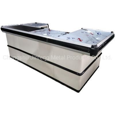 Supermarket Checkout Counter Shop Cashier Table with Conveyor Belt Jf-Cc-121