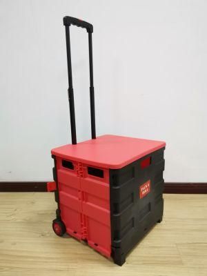 Factory Promotional Plastic Storage Box Trolley Folding Cart Shopping Bag for Personal Use