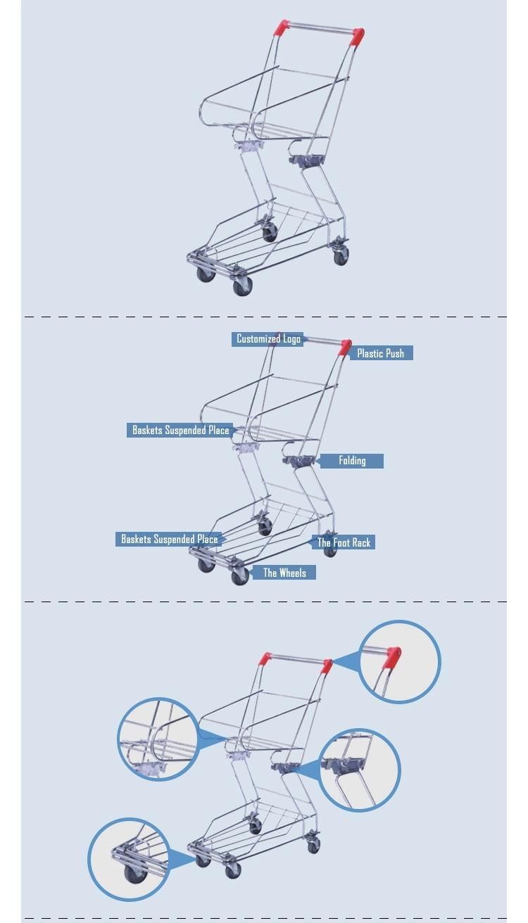 2 Layers Shopping Trolley Hand Trolley Cart for Basket