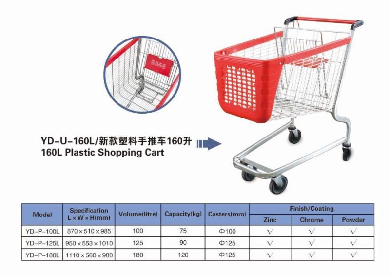 New Plastic Supermarket Shopping Cart Grocery Store Steel Trolley