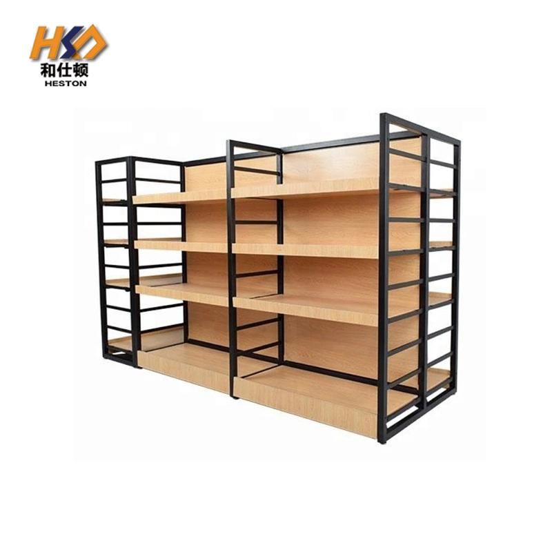 Factory Wholesale Custom Modern Detachable Steel-Wood Combination Display Rack Supermarket Shelf