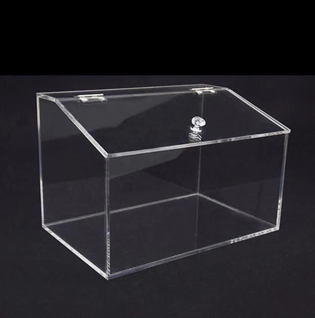 Wholesale Custom Clear Perspex Acrylic Snack Small Showcase Box with Label Slot for Food