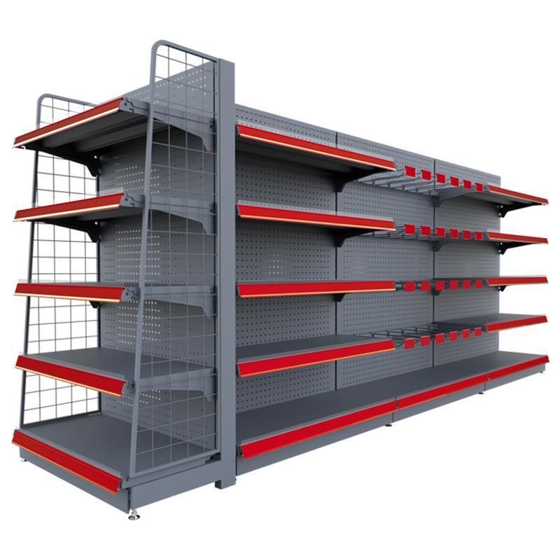 Multifunctional Shelf Wood, Steel Supermarket Shelf Display Shelf Supermarket Shelf