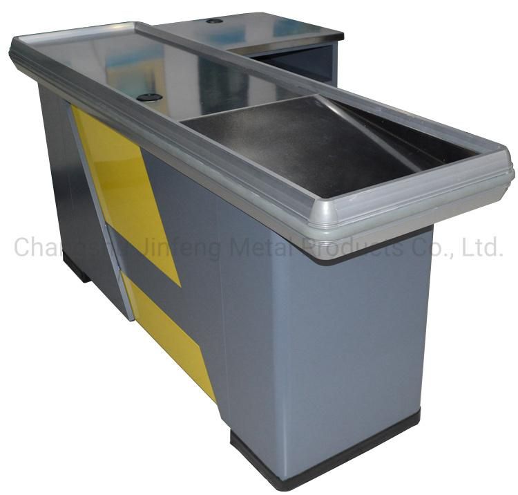 Supermarket Cashier Desk Shop Metal Checkout Counter Jf-Cc-118