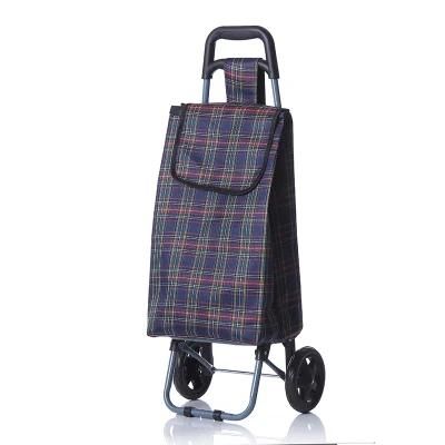 Classical Popular Best Selling Foldable Styles Plaid Fabric Travel Shopping Trolley Cart