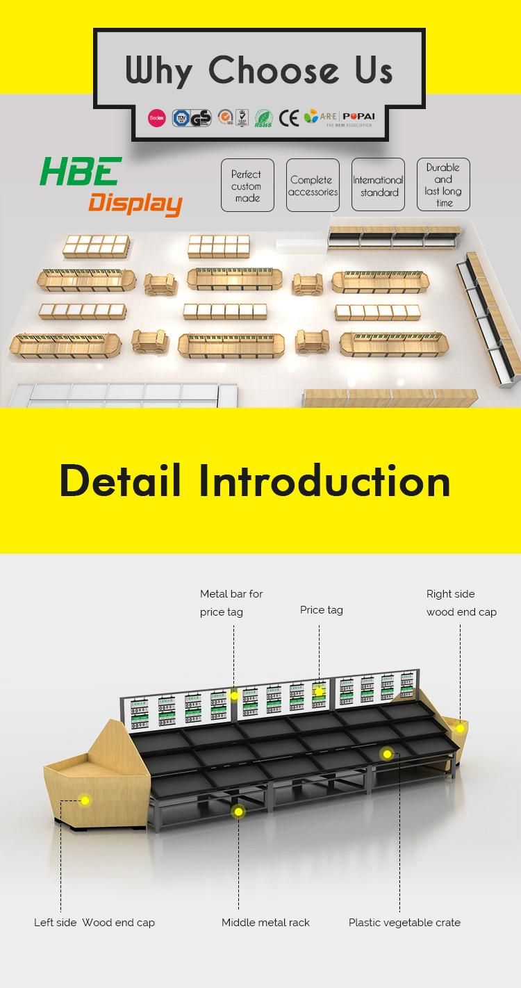 High Quality Supermarket Metal Flooring Fruit and Vegetable Display Shelf