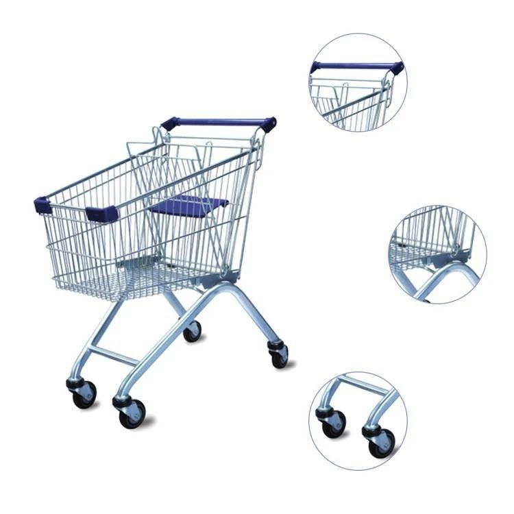 Shopping Cart Manufacturer Four Wheels Supermarket Metal Shopping Trolley