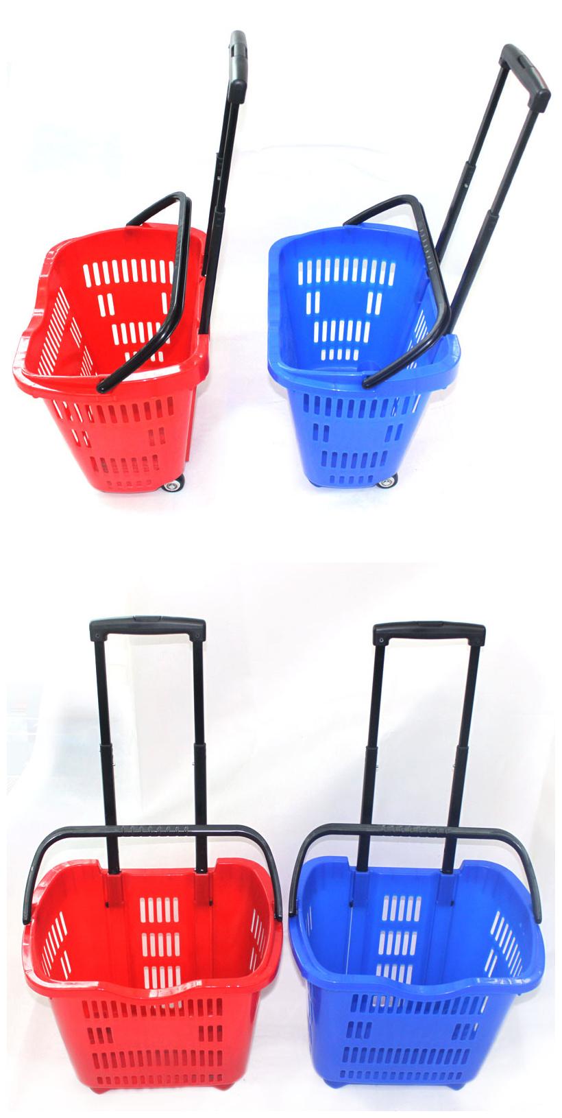 Hotter Storage Plastic Supermarket Trolley Two Wheels Large Shopping Basket