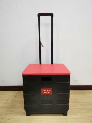 China Factory Plastic Basket Trolley Supermarket Foldable Cart