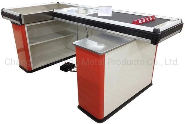 Supermarket Mall Store Cashier Counter Conveyor Belt Check out Counter