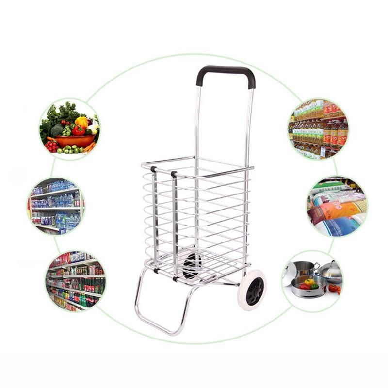 Factory Direct Sale Aluminum Alloy Frame Carts Supermarket Foldable Shopping Trolley