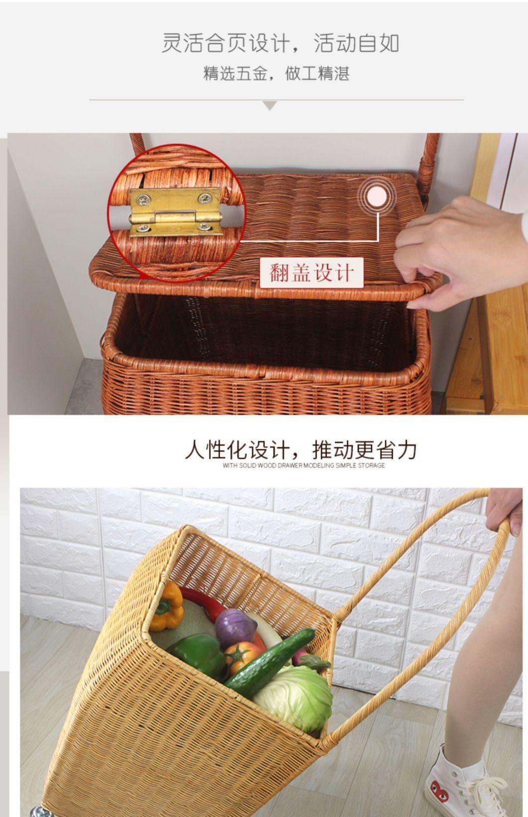 Rattan Portable Shopping Artifact Shopping Cart Large Capacity Small Cart