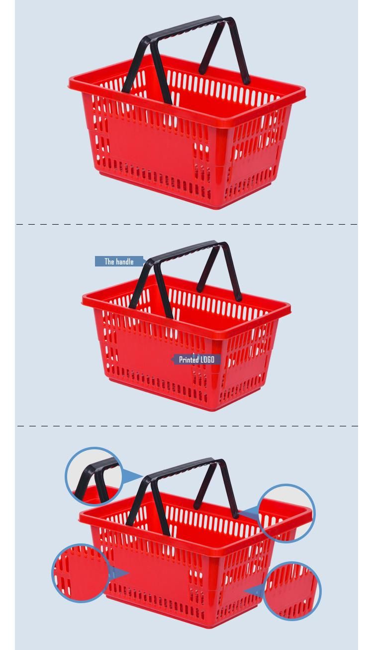 Supermarket Store Folded New Style Recycled Plastic Shopping Basket with Handle