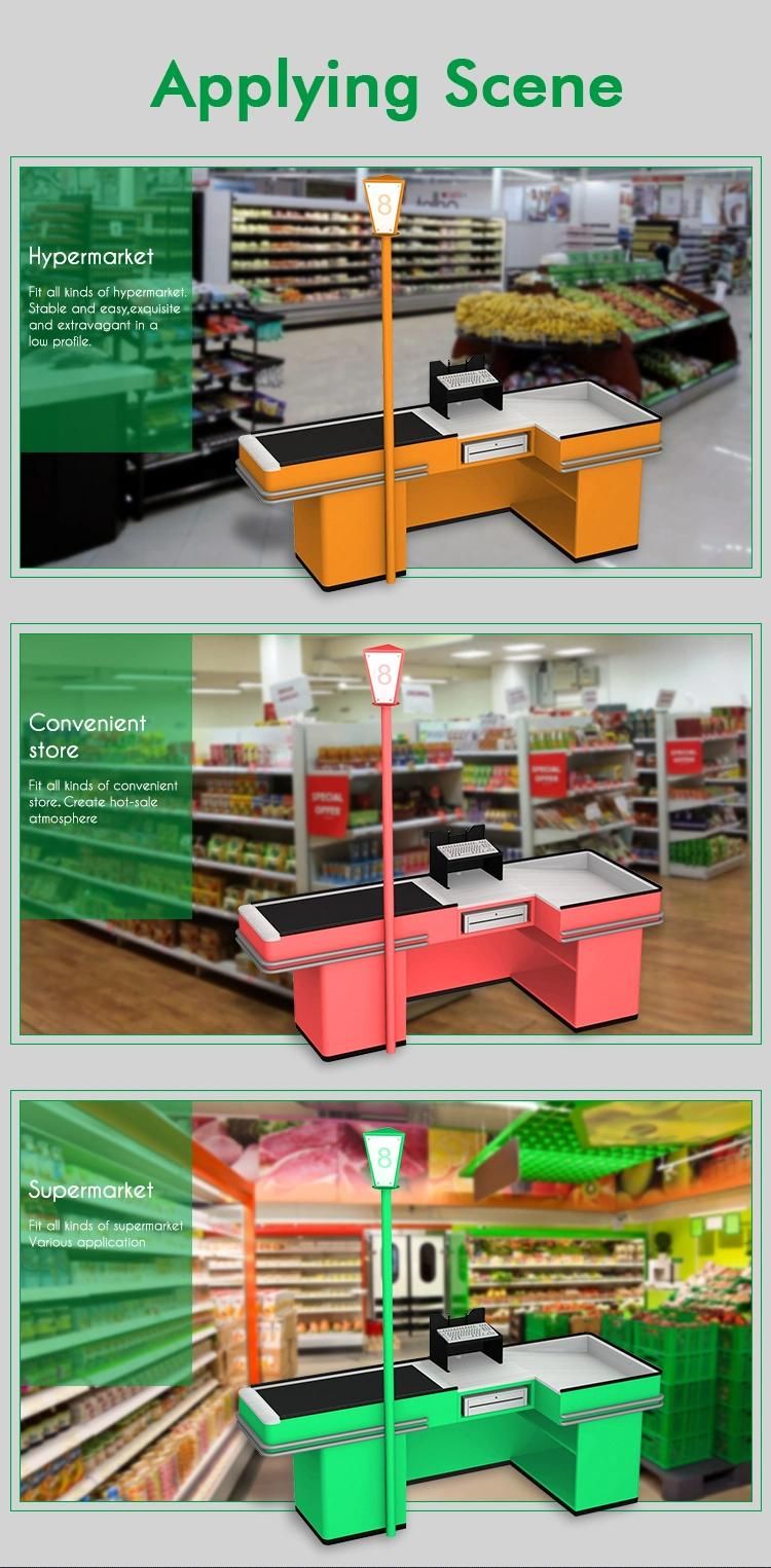 Grocery Store Electrical Checkout Counter with Motor and Belt