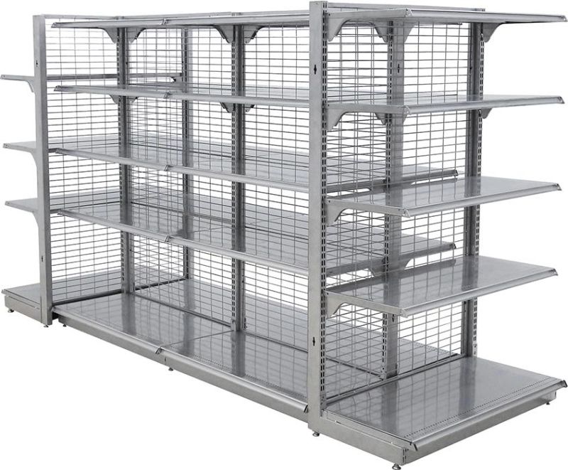 Heavy Duty Single Double Sided Grid Grocery Store Display Racks Small Supermarket Shelf