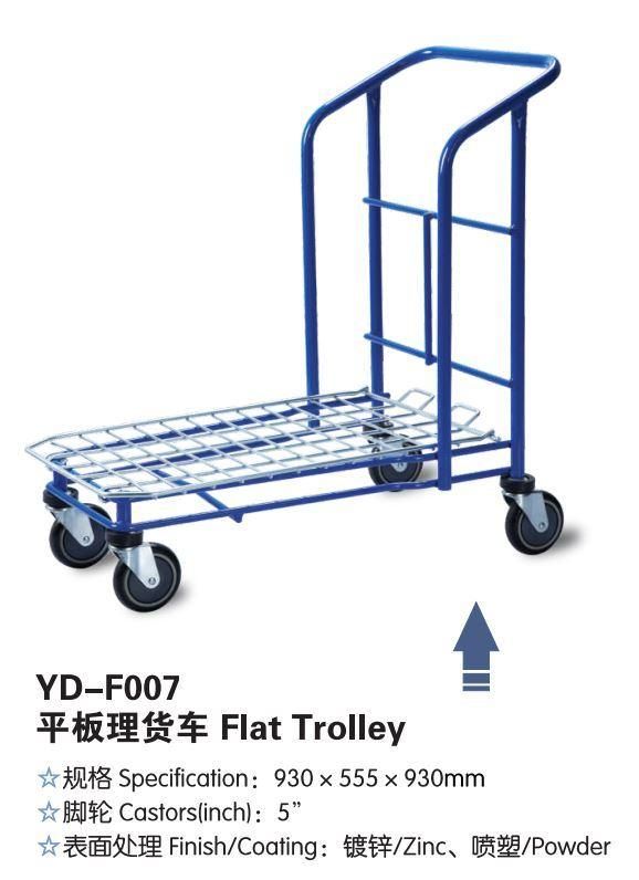 New Four Wheels Galvanized Plastic Sprayed Supermarket Shopping Flat Trolley