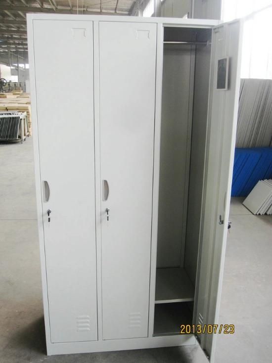 Cheap 3 Door Iron Clothes Cabinet Steel Wardrobe School Metal Locker