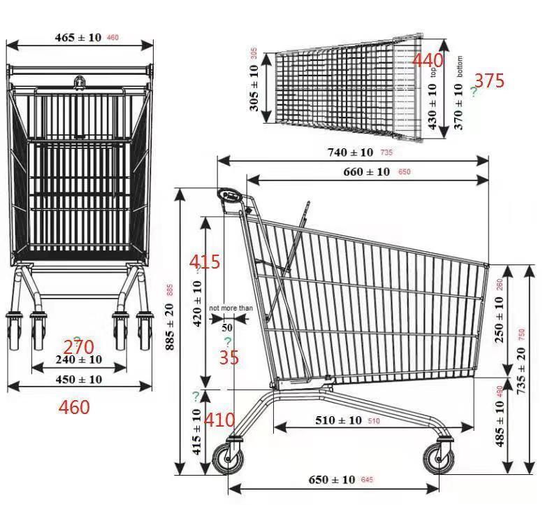 Euro Style Supermarket Shopping Trolley 60L