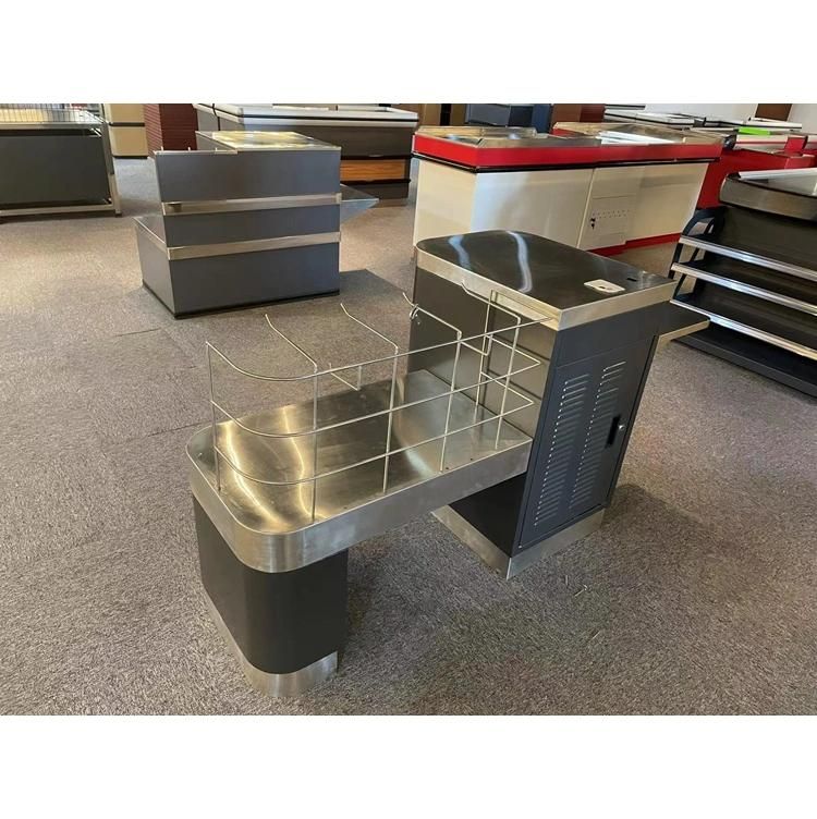 Popular Retail Shop Stainless Steel Supermarket Table Desk Checkout Counter