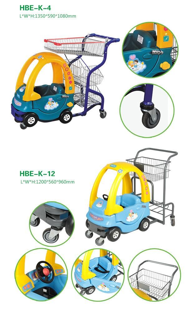 Hot Selling Kiddy Children Shopping Cart Mall Car Trolley for Kids