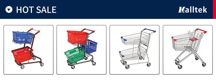 Hot Sale Zinc Plated Retail Store 2-Tier Shopping Trolley Cart