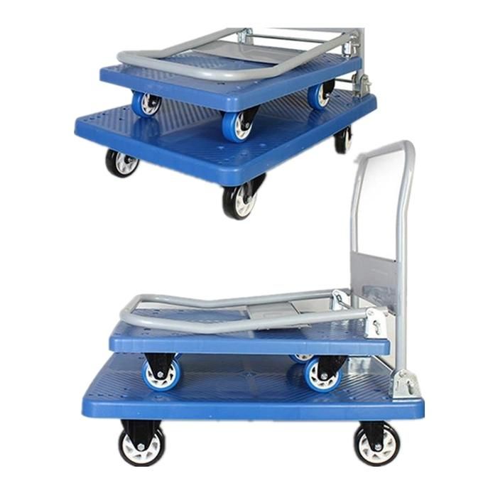 Metal Plastic Flat Hand Warehouse Tooling Cart Supermarket Hand Trolley