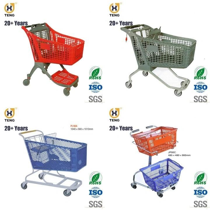 Pl180A Plastic and Steel Supermarket Shopping Trolley, 180L, Powder Coated