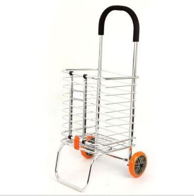 Factory Wholesale Two Wheeled Food Shopping Cart Portable Aluminum Folding Trolley