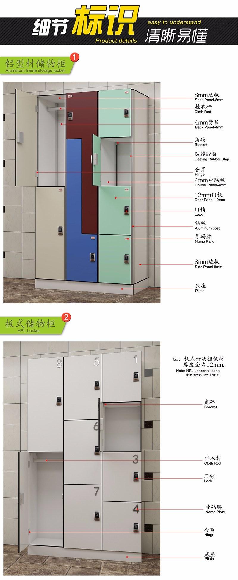 Z Shape Door HPL Laminate School Cabinet Gym Locker