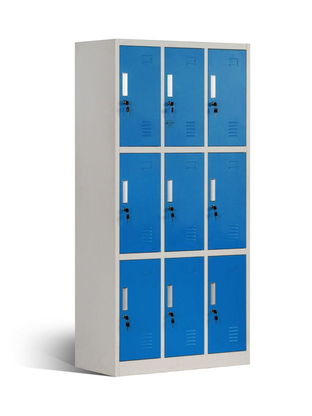 Steel 9 Compartment Gym Clothes Locker for Staffs