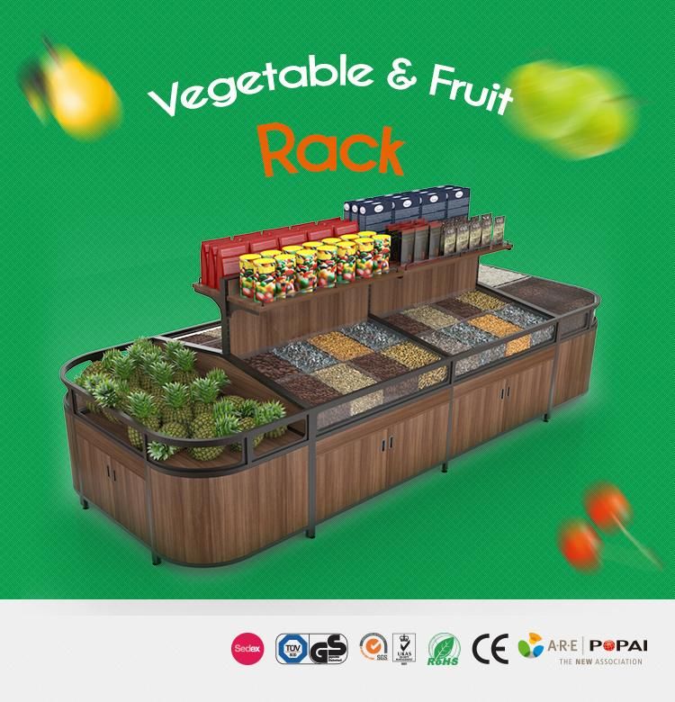 Vegetable Store Stainless Steel Island Fruit Display Rack