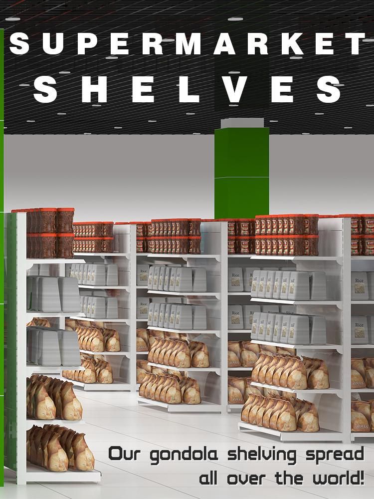 Supermarket Wooden and Wire Mesh Gondola System Cost-Effictive Shelving