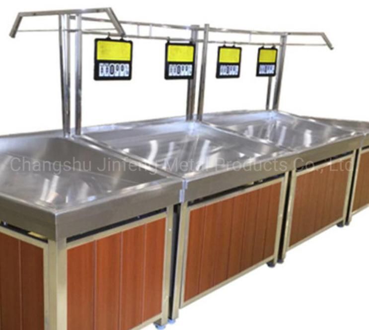 Customized Supermarket Display Rack with Wood for Vegetable and Fruit