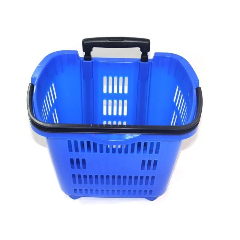 Hotter Storage Plastic Supermarket Trolley Two Wheels Large Shopping Basket