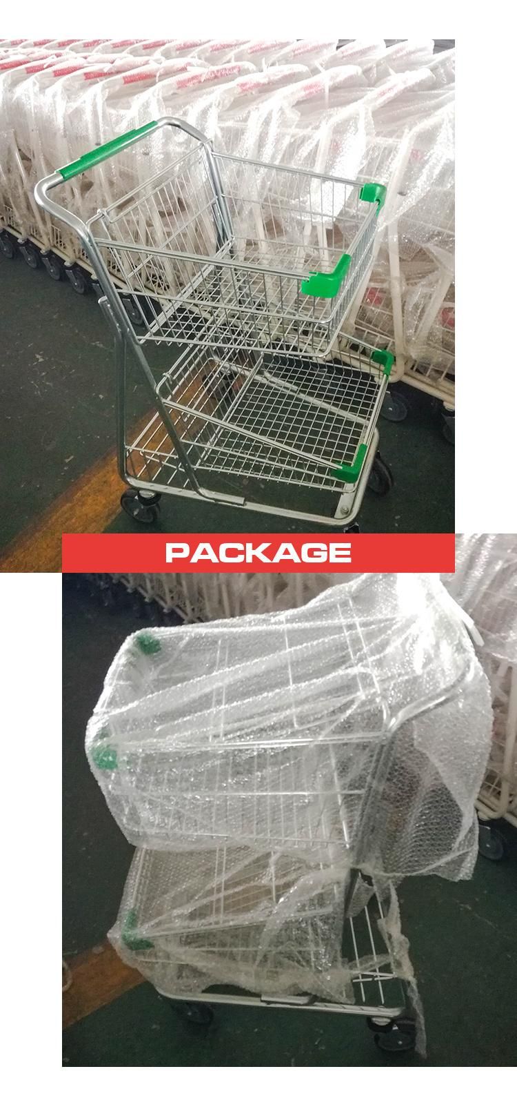 70L American Style Supermarket Cart Two Tier Metal Shopping Trolley