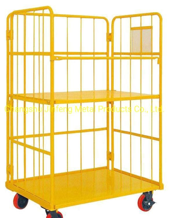 Supermarket Storage Shelf Metal Warehouse Foldable Logistics Storage Cage Carts