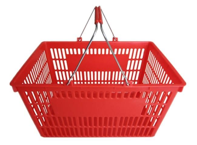 High Capacity Plastic Shopping Basket with Handles Supermarket Shopping Basket