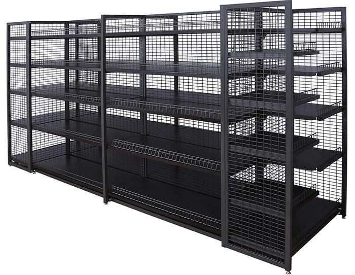 Customized Hypermarket Single Sided Grid Display Shelf Gondola Shelf