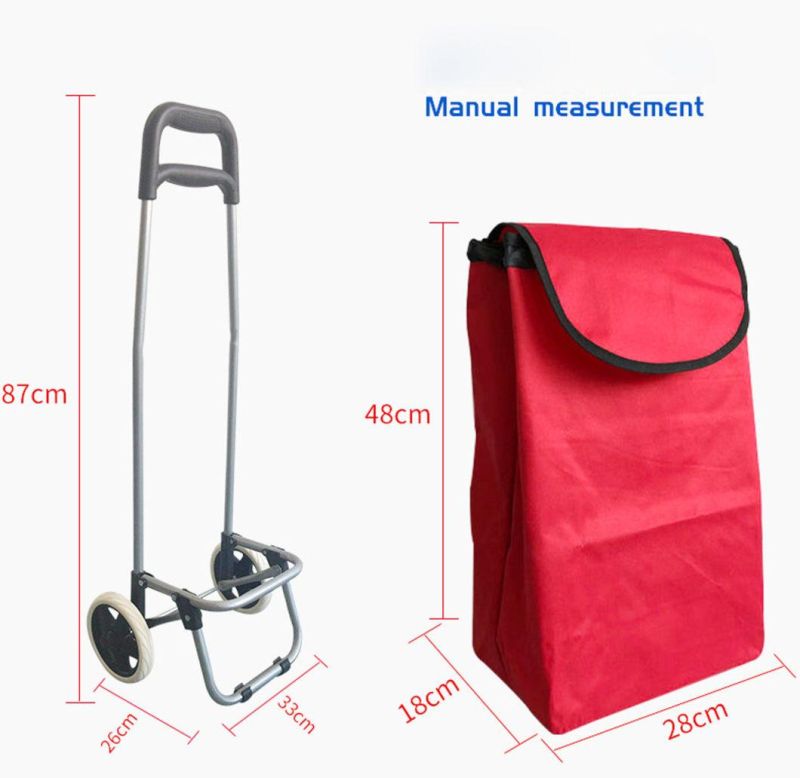 Folding Portable Trolley Two-Wheeled Supermarket Shopping Cart Grocery Shopping Trolley