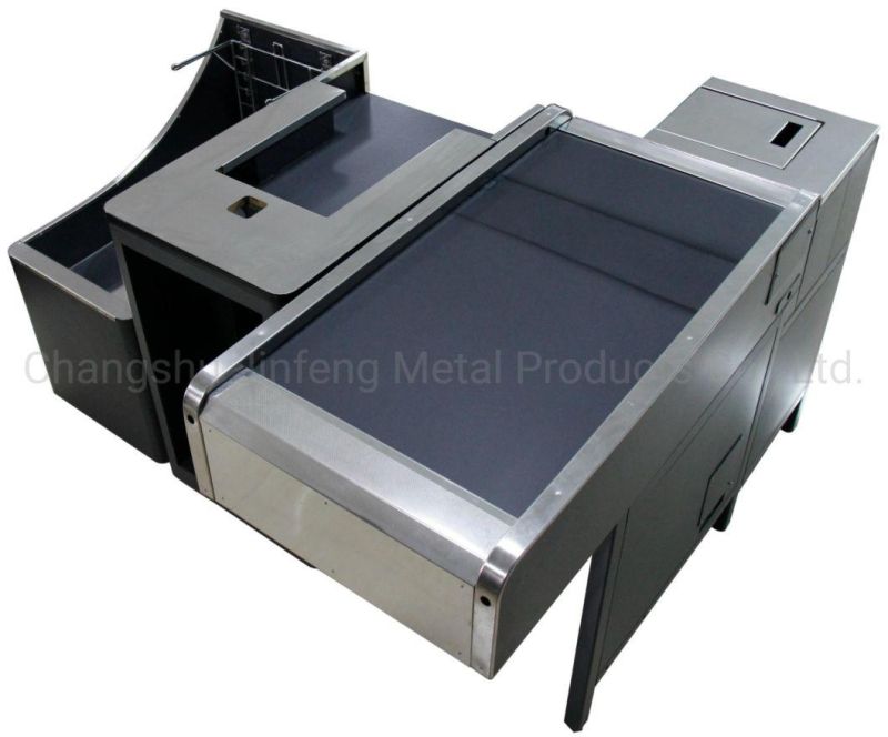 Supermarket Checkout Counter Convenience Store Cash Counter with Conveyor Belt Jf-Cc-029